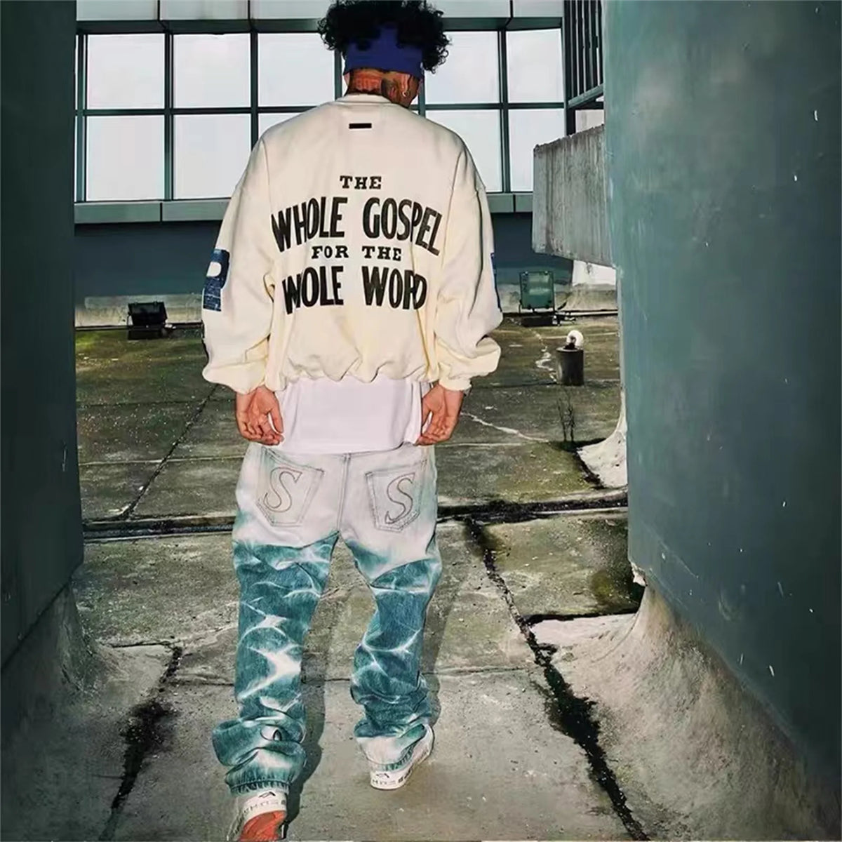 RRR123 Brand FASHION Jerry Same High-Street Print Gospel Cross Cotton Casual Long-Sleeved Roundneck Sweatshirt Pullover Street King Limited