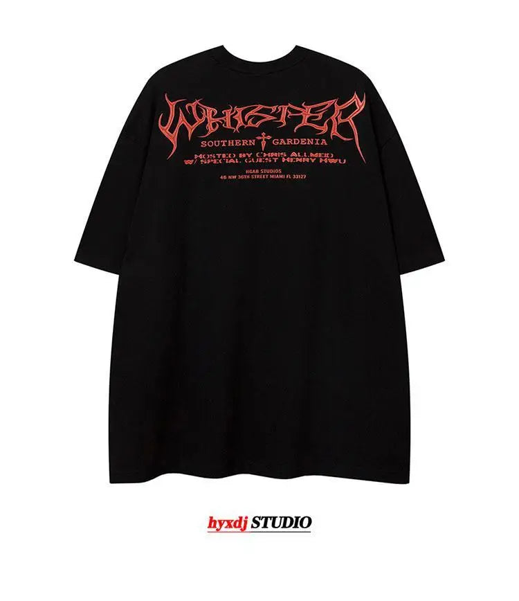 European and American trendy high street niche printed short-sleeved T-shirts for men summer American street tops men clothing Street King Limited