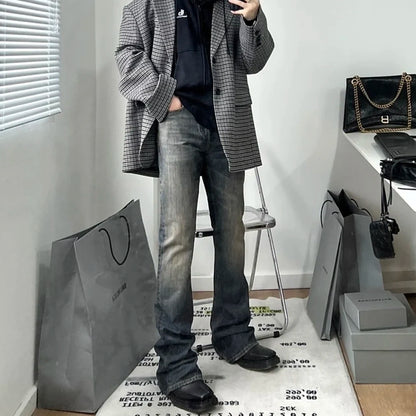 boot cut distressed micro rugged mud dyed jeans unisex straight y2k pantalones hombre casual washed denim pants oversized unique jeans style 1720