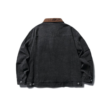 vintage denim jacket men loose casual zipper coat harajuku hip hop streetwear jackets trendy design jacket for men unique jeans style 1908