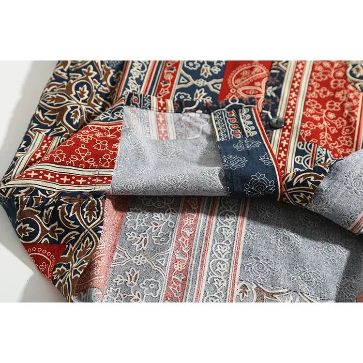 Korean Hawaiian Cuban collar retro printed shirt men American handsome simple casual versatile loose beach short-sleeved shirt Street King Limited