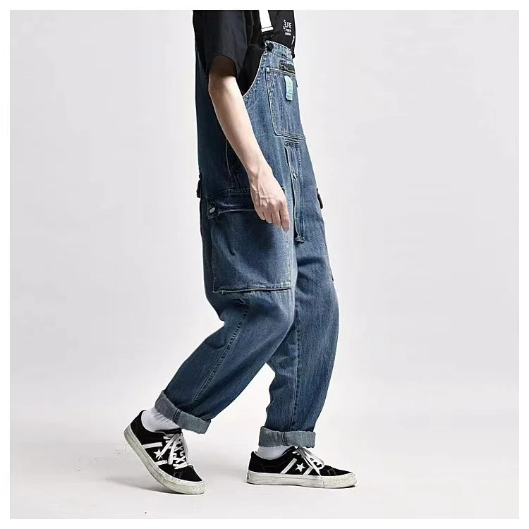 2023 men clothing chic denim overalls mens work cargo pants old school easy worker multi pocket bib jumpsuit denim pants multi-pocket cargos