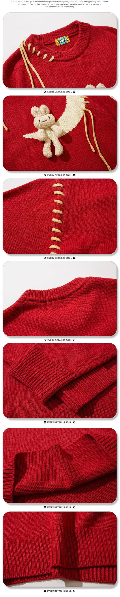 Men Harajuku Sweater Cartoon Duck Goose Embroidery Knitted Pullover Japanese College Style O-Neck Jumper Unisex Spring Autunm Street King Limited