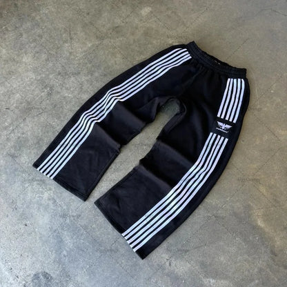 Trendy Brand American Retro Classic Striped Loose Sweatpants Hip-hop Streetwear Y2K Harajuku High-waisted Wide-leg Casual Pants Street King Limited