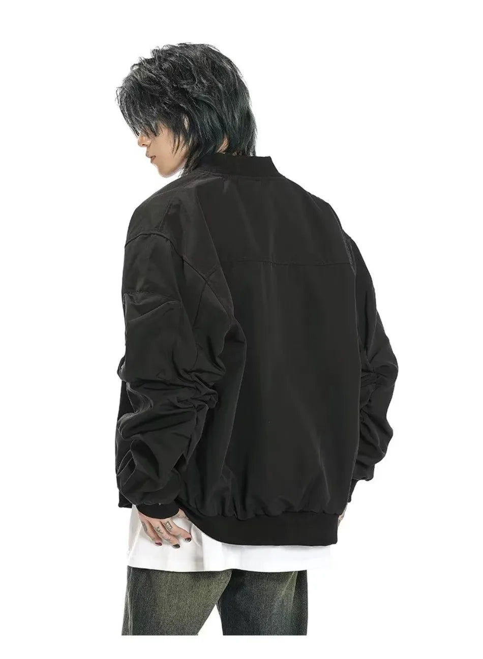 american street pilot jacket mens spring irregular trend loose tooling male coats zipper multiple pockets couple baseball jersey unique default style 3305