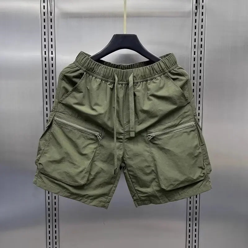 Men Shorts Summer Outdoor Glossy Cool Feeling Quick Dry Wide Leg Pants Functional Wind Large Pockets Trendy Men Workwear Shorts Street King Limited