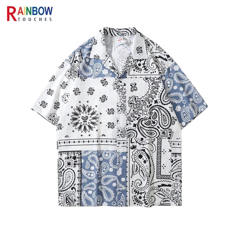 Rainbowtouches Men Shirt Summer Hip Hop Butterfly Pattern Tops Loose Popular Comfortable Cyber CelebrityFancy Good Short Couples Street King Limited