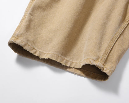 y2k sashes pockets solid color cleanfit cargo shorts mens summer wide leg streetwear baggy knee length pants oversized unique cargo style 238
