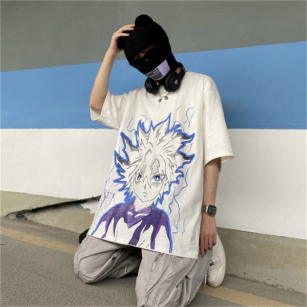 "Blue Hair" Unisex Men Women Streetwear Graphic T-Shirt Daulet Apparel