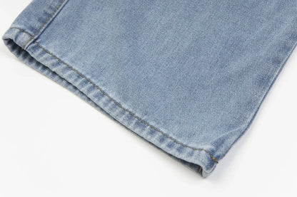 new contrast color pockets washed blue baggy denim trousers mens and women straight patchwork loose casual jeans oversize cargos unique cargo style 188
