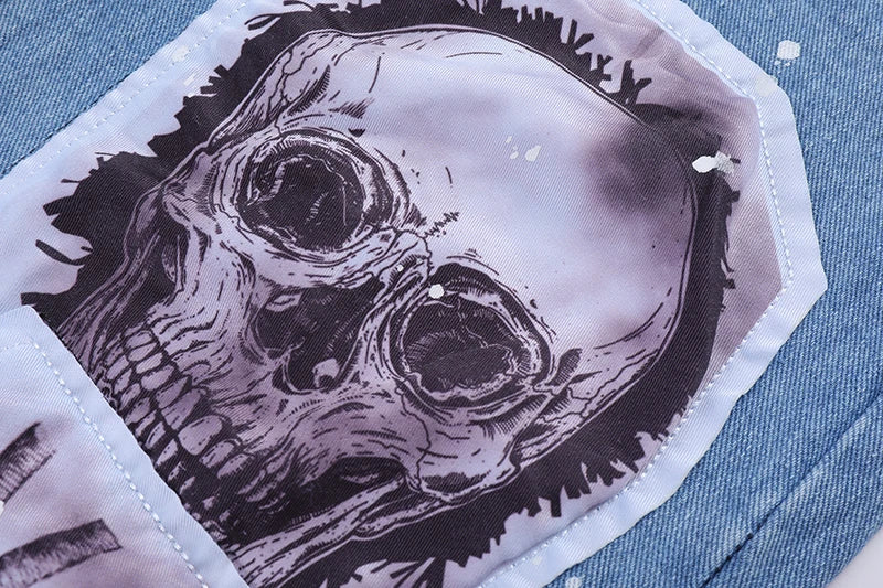 fashion skull graffiti patchwork denim jeans mens zipper jeans hip hop streetwear casual harajuku straight joggers jeans pants unique joggers style 5483