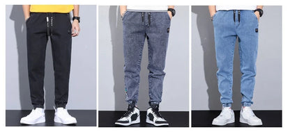 rainbowtouches autumn winter blue cargo jeans men streetwear denim jogger pants baggy harem jean trousers male oversize large unique joggers style 3365