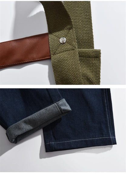 2023 summer cargo overalls pants men patchwork denim jumpsuits loose work pants solid color casual streetwear cargo trousers unique cargo style 4336