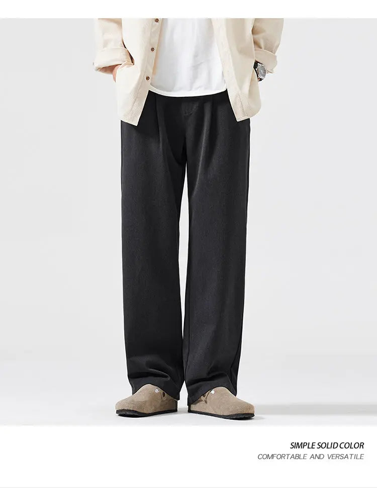simple casual pants mens spring autumn loose fashion straight wide leg plus size pants cityboy streetwear trousers unique default style 2138