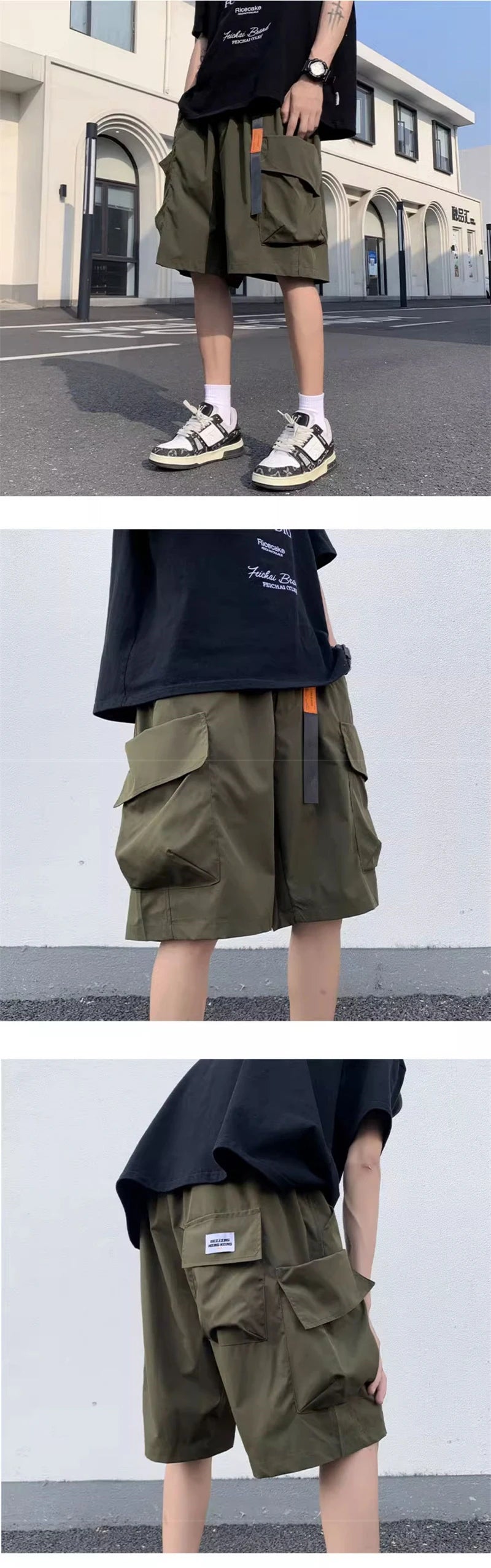 american functional cargo shorts for men 2024 summer multi pockets baggy gym short pants y2k streetwear bermuda shorts hombre unique cargo style 377