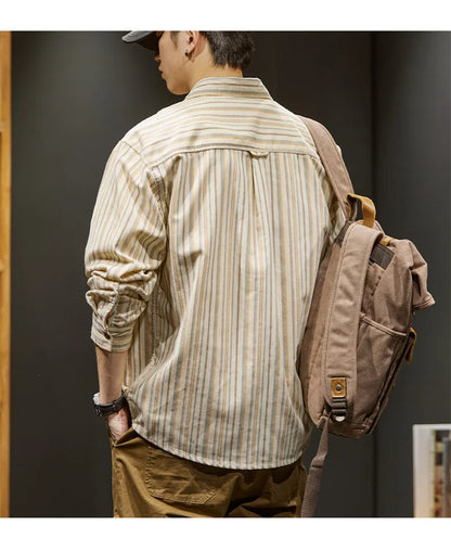 Streetwear Autumn Loose Striped Long Sleeve Shirts For Men Korean Fashion High Qu Autumn Loose Striped Long Sleeve Shirts For Men Korean Fashion High Quality Casual Shirt Y2K Streetwear Stand Collar T Shirts Fashion Sweater Jacket With Graphic Design For Men