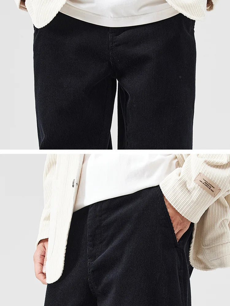 corduroy pants mens fashion loose casual straight large size wide leg baggy trousers office man commuter business corduroy pant unique default style 2060