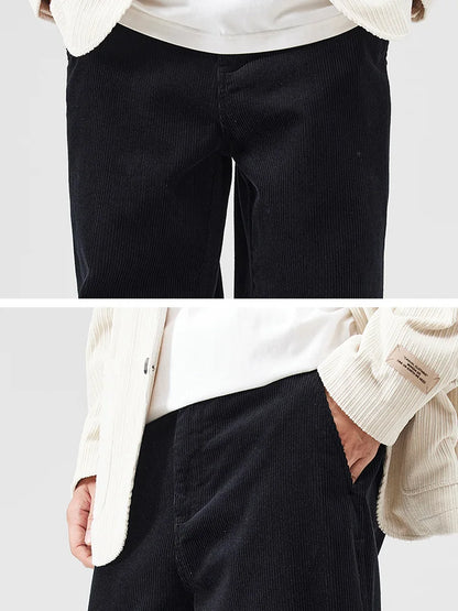 corduroy pants mens fashion loose casual straight large size wide leg baggy trousers office man commuter business corduroy pant unique default style 2060