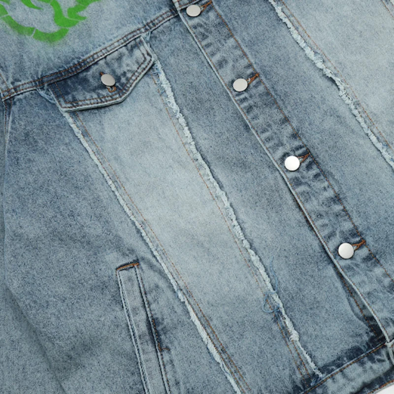 men harajuku graffiti denim jacket and coat fashion hip hop long sleeve jean patchwork outerwear casual streetwear jeans jackets unique jeans style 3712