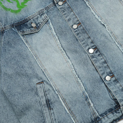 men harajuku graffiti denim jacket and coat fashion hip hop long sleeve jean patchwork outerwear casual streetwear jeans jackets unique jeans style 3712