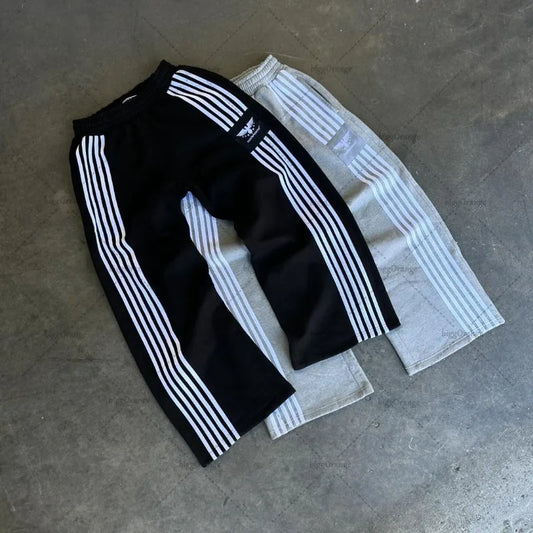 Trendy Brand American Retro Classic Striped Loose Sweatpants Hip-hop Streetwear Y2K Harajuku High-waisted Wide-leg Casual Pants Street King Limited