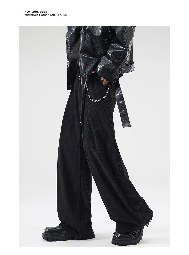 wide leg casual suit pants men japanese korean streetwear fashion loose cleanfit suit baggy pants cityboy long trousers unique default style 2043