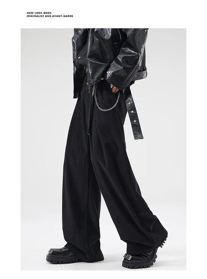 wide leg casual suit pants men japanese korean streetwear fashion loose cleanfit suit baggy pants cityboy long trousers unique default style 2043