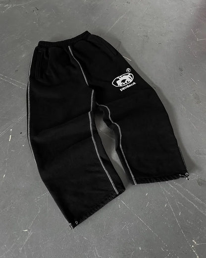 gothic retro letter embroidered trousers men y2k american high waist sports pants loose casual versatile wide leg pants women unique default style 3437