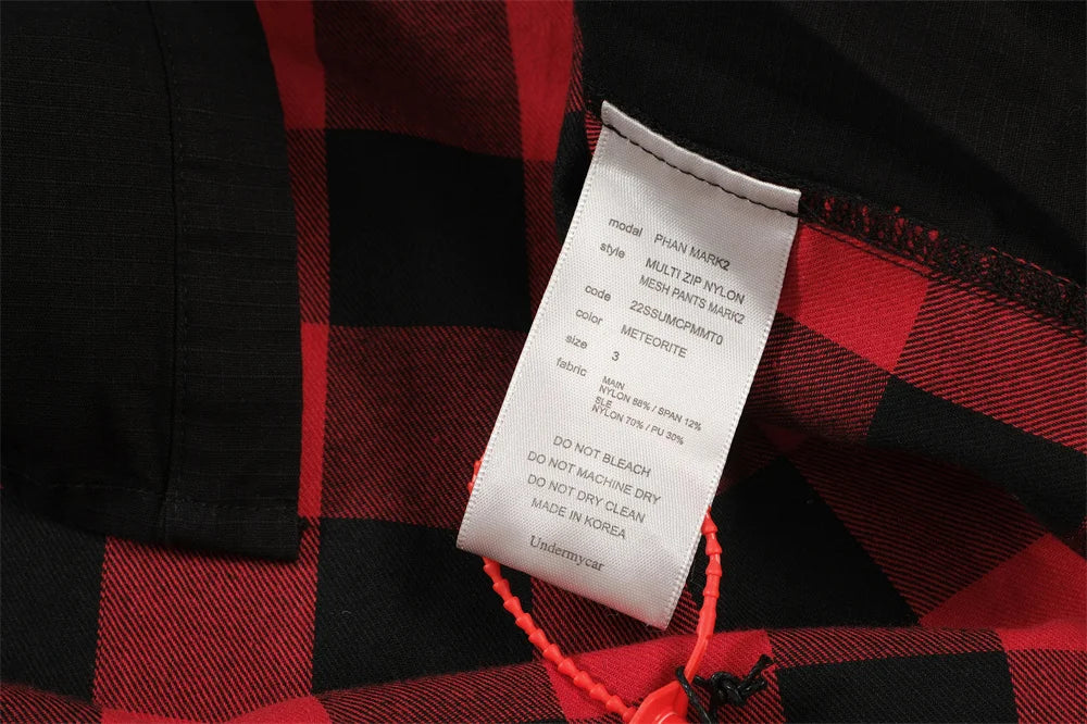 Undermycar 2023 New Worn Out Heavy Work Durable Splice Extra Large Loose Plaid Shirt with Black and Red Plaid Street King Limited