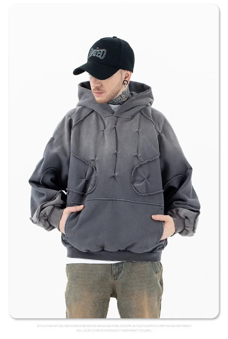 Stitching deconstructed gradient dyed heavy hoodie Street King Limited