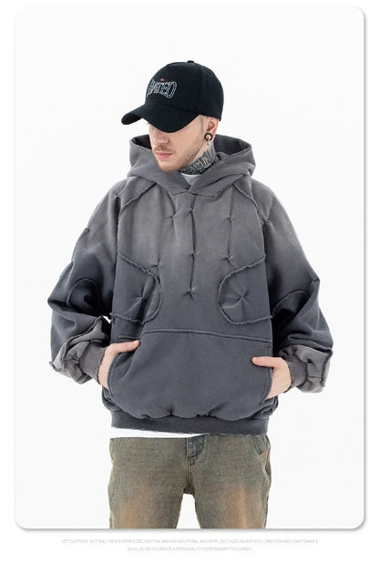 Stitching deconstructed gradient dyed heavy hoodie Street King Limited