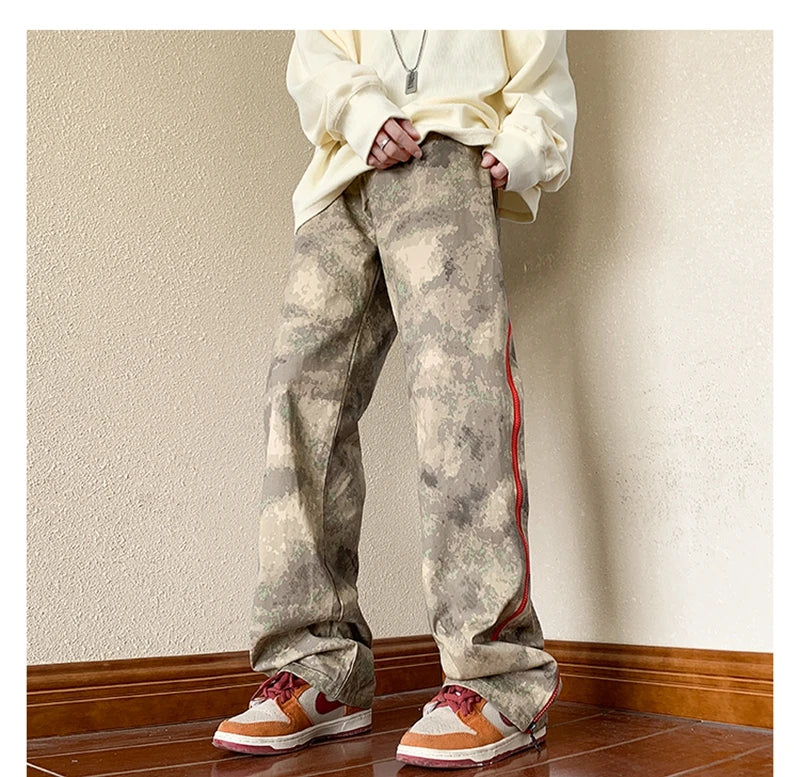 2023 outdoor side zipper camouflage baggy men cargo tracksuit pants overalls hip hop women sport long trousers spodnie dresowe unique cargo style 4076