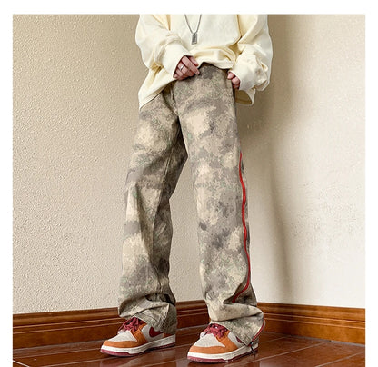 2023 outdoor side zipper camouflage baggy men cargo tracksuit pants overalls hip hop women sport long trousers spodnie dresowe unique cargo style 4076