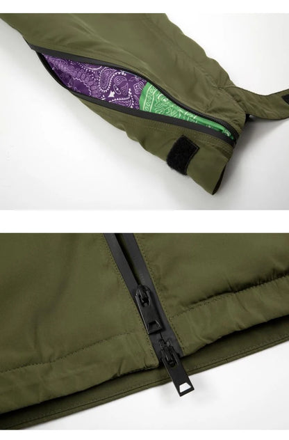 men hip hop streetwear jacket paisley zip up patchwork windbreaker cargo cotton padded coat hooded track jacket tactical outwear unique cargo style 4827