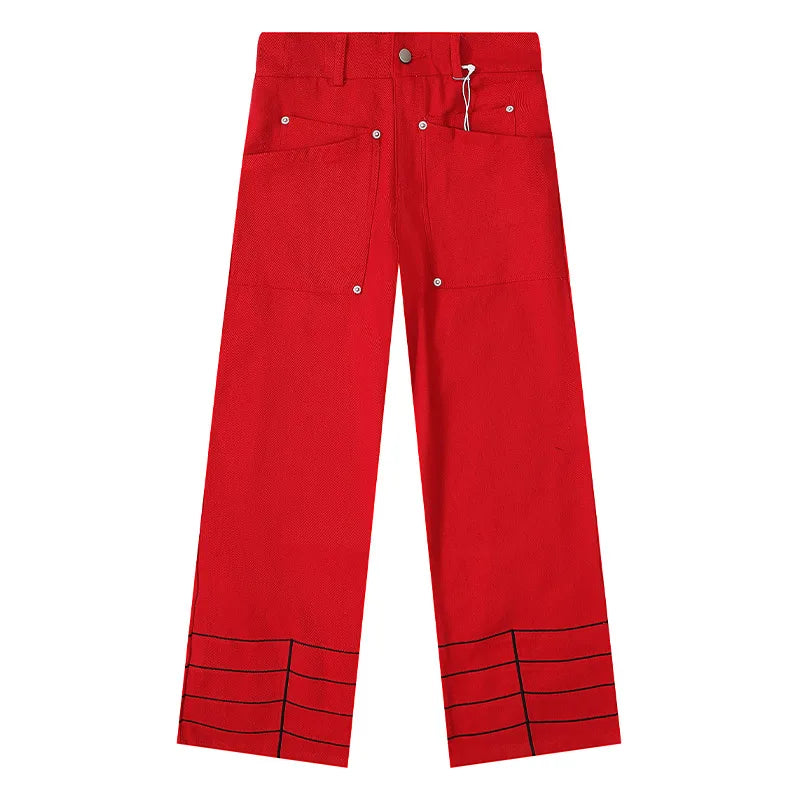 Men's Spider Print Pants Harajuku Hip Hop Baggy Jeans Retro Loose Straight Trousers Embroidery Graphic Slouchy Sweatpants Street King Limited