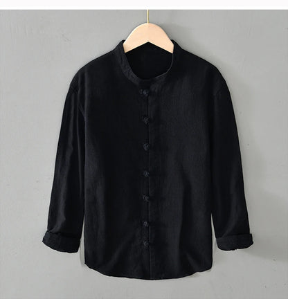 Men's Shirt Vintage Cotton Linen Long Sleeve Shirt Spring Summer Autumn Loose Fashion Casual Blouse Male Plus Size Cardigan Top Street King Limited