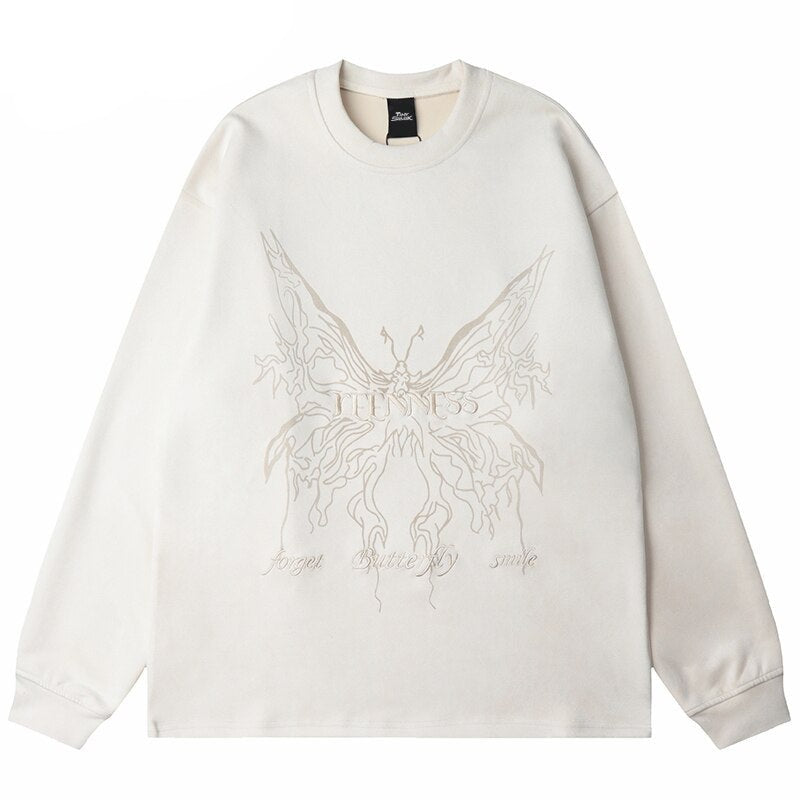 "Faded Butterfly" Unisex Men Women Streetwear Graphic Sweater Daulet Apparel