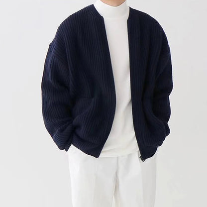 Korean Color Round Neck Knitted Cardigan Jacket For Men 2023 Autumn Winter Fashion Youth Trend Versatile Casual Breathable Top Street King Limited