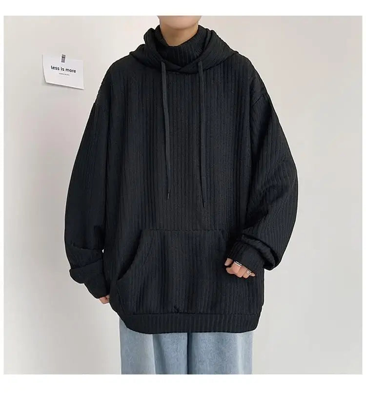 Retro knitted sweatshirt men's Japanese fashion brand ins spring and autumn hooded jacket Hong Kong style outer wear y2k top emo Street King Limited