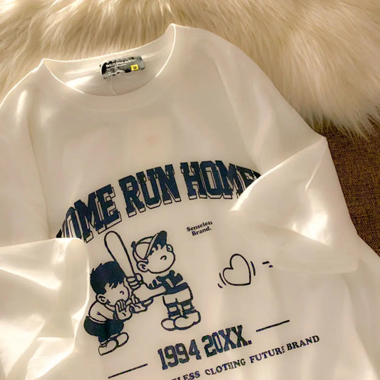 Summer New Vintage Fashion Graphic T-shirt Short Sleeve Men and Women Hip Hop Loose American Casual Couple Top harajuku Gothic Street King Limited