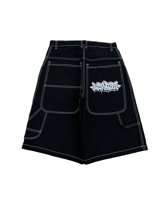 wexwear embroidery skate cargo jeans denim shorts baggy retro y2k harajuku gym basketball shorts streetwear men clothing baggy cargo bottoms