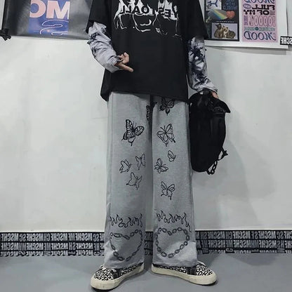 Wide Leg Summer Pants Clothes For Woman Korean Fashion Butterfly Print Harajuku Streetwear Y2k Clothes Pants Trousers Woman Street King Limited