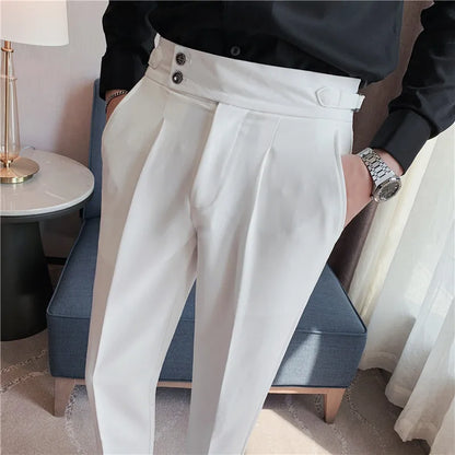 2024 High Quality Business Casual Draped High-waist Trousers Men Solid Color Formal Pants Male Formal Office Social Suit Pants Street King Limited