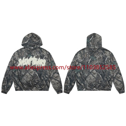 2024S New Autumn/Winter Vintage Men's Hoodie Sweatshirt High Street Washed Letter Printed Fashionable for Saint Tops Shinjuku Street King Limited
