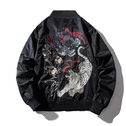 sukajan bomber jacket men yokosuka souvenir japan anime embroidered ma1 coat dragon tiger boys baseball clothes spring autumn unique default style 5926