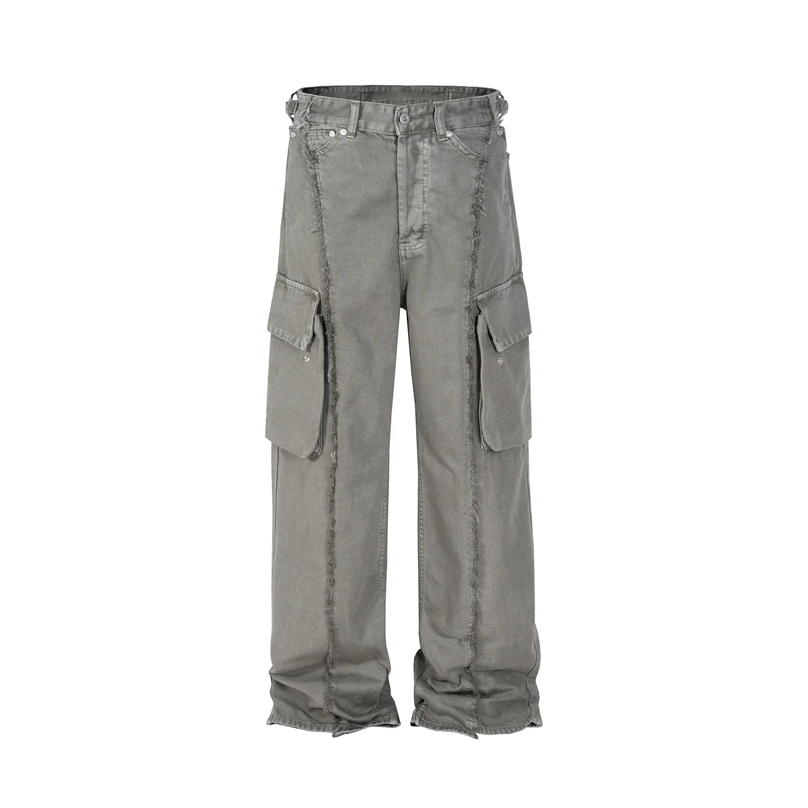 y2k streetwear tassel multi pocket jeans for men straight solid baggy cargo pants pantalones hombre casual denim trousers 1 unique cargo style 611