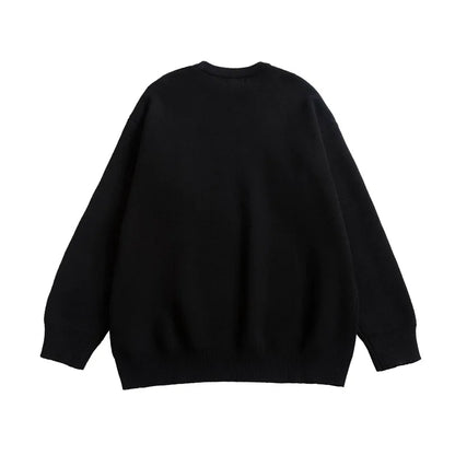 Hip Hop Knitted Sweater Men Winter O-neck Anime Spider Web Pattern Pullover Streetwear Casual Loose Sweater Warm Jumper Knitwear Street King Limited