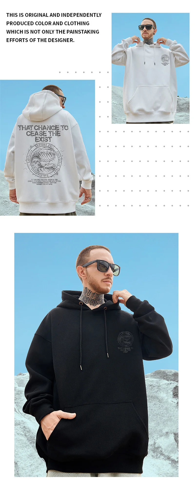 Wave Graphics Letter Print Loose Casual Fleece Hoodies For Men Autumn Retro High Street Oversized Hooded Sweatshirts Y2K Clothes Street King Limited