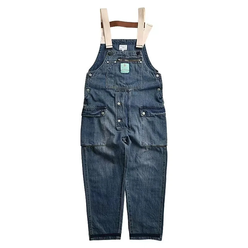 2023 men clothing chic denim overalls mens work cargo pants old school easy worker multi pocket bib jumpsuit denim pants unique cargo style 692