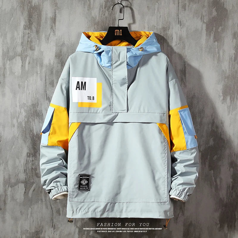 Wetailor Men's Jacket hoodie Fashion Casual Streetwear Hoodie Jacket Men Waterproof Clothes Mens Windbreaker Coat Male Outwear Street King Limited